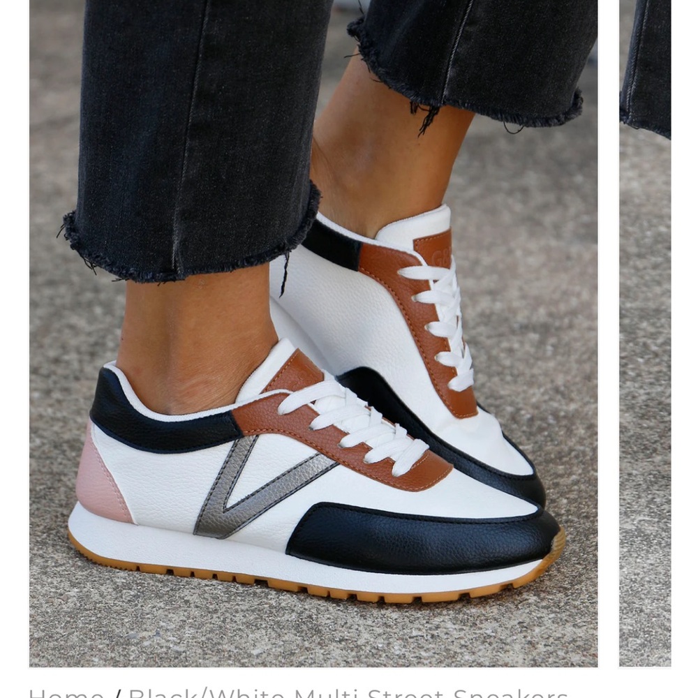 Grace & Lace Black, White, and Brown Sneakers